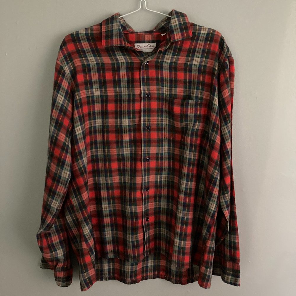 oscar de la renta vintage Red Plaid Shirt Size XL